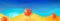 Summer abstract vacation background. Multicolored beach umbrellas paradise beach. Blue sea. Top view. Banner design.