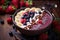 Summer Acai smoothie bowl with various fruits and berries. Healthy breakfast