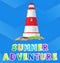 Summer adventures and travel poster. Marine story and sea travelling advertising placard template