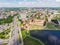 Summer aerial panorama of the city of Lida. Belarus.