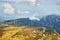 Summer aerial view of Snezka mountain summit in Krkonose mountains, Czechia/ Poland