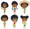 Summer African-American female characters vector illustration.