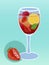 Summer alcoholic drink cold with berries. Realistic drawing. Vector