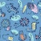 Summer animals tropical seamless pattern. Hand drawn african . Beach vacation background