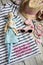 Summer attributes, Swedes and hat for little girl and doll in th