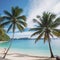 Summer background of Coconut Palm trees on white sandy beach Landscape nature view Romantic ocean bay with blue water and clear