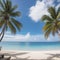 Summer background of Coconut Palm trees on white sandy beach Landscape nature view Romantic ocean bay with blue water and clear