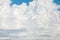 Summer background, with coppy space, fluffy cloud, on blue sky in summer day, with sunny light, blue sky with clouds, Concept of