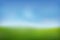 Summer background. Green fresh grass, blue sunny sky blur design. Abstract summer, spring nature. Beauty garden, park