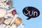 summer background made of seashells and Maritime objects