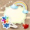 Summer background with rainbow and pinwheels