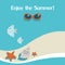 Summer background with sea,beach,sunglasses,starfish and fish. Vector illustration
