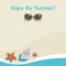 Summer background with sea,sunglasses,starfish and fish. Vector illustration