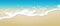 Summer background. Transparent sea wave on the sandy shore.  3D vector. High detailed realistic illustration