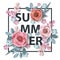 Summer background withr, abstract paper flowers, floral background, blank round frame, greeting card template.Vector.