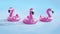 Summer backgrounds. 3d flamingo shape inflatable swimming pool ring for floating.