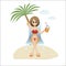 Summer banner beautiful woman on vacation on beach