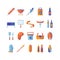 Summer barbecue colorful flat icon set.