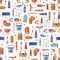 Summer barbecue and grill seamless pattern