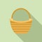 Summer basket icon flat vector. Straw bag