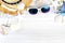 Summer Beach accessories White sunglasses,starfish,straw hat,gl