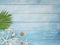 Summer beach background with palm leaves