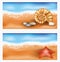 Summer beach banners with starfish and seashell