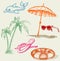 Summer beach holiday items