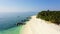 Summer beach landscape. Tropical island view, palm trees with amazing blue sea. Perfect beach scenery, white sand