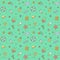 Summer beach multicolored seamless pattern (green). Summer time. Simple outline design.