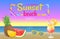Summer Beach Party Banner, Vector Placard Sample