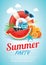 Summer beach party invitation poster background and elements in