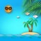 Summer beach,sea and island background with coconut tree.