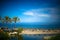 Summer beach and sea view on The Mediterranean Sea in Marbella