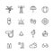 Summer beach simple line icons set