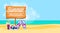 Summer Beach Vacation Colorful Poster Flip Flops Camera Cocktail Sand Tropical Banner Copy Space