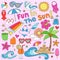 Summer Beach Vacation Doodles Vector Elements