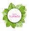 Summer Beautiful Card with Green Tropical Leaves for Design