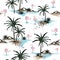 Summer Beautiful seamless island pattern on white background. La