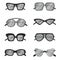 Summer black sunglasses collection. Vector set