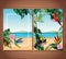 Summer blank card on wooden background