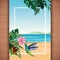 Summer blank card on wooden background