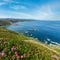 Summer blossoming Cape Vidio landscape Asturian coast, Cudillero, Spain