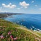 Summer blossoming Cape Vidio landscape Asturian coast, Cudillero, Spain