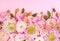 Summer blossoming delicate dahlia and pink blooming flowers festive background,