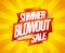 Summer blowout sale, mega discounts, vector web banner