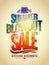 Summer blowout sale text design with tropical backdrop