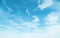 Summer Blue Sky and white clouds background. Beautiful clear cloudy in sunlight spring season. Panorama vivid cyan cloudscape in