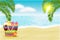 Summer blur beach landscape background. Vector illustration