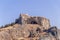 Summer bottom cliff view Acropolis of Lindos of Rhodes